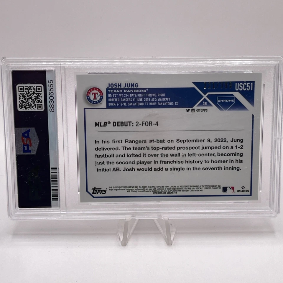 2023 TOPPS CHROME UPDATE JOSH JUNG RC ROOKIE MAGENTA REF PSA 9 #USC51 TEXAS ⚾️ - Image 4 of 4