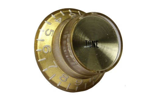 Bell Hat Knobs Gold Reflector for Import guitars w/ coarse knurled controls 4pk - Picture 4 of 4