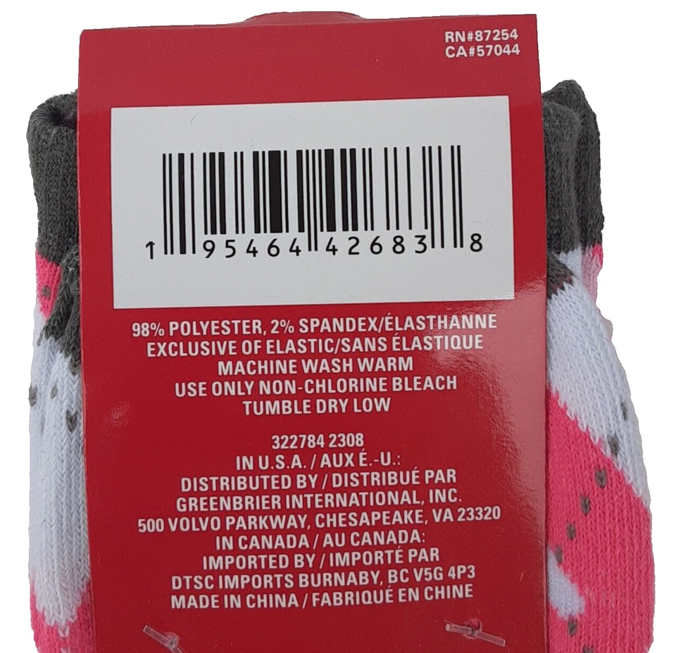 Женские носки колена розовый белый сердца размер 5-9 новый с ярлыками - Изображение 4 из 4