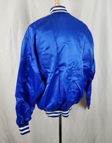 Vintage Don Alleson Bomber Jacket Large Blue Satin Lined Snaps Deadstock, 80s - Picture 5 of 9