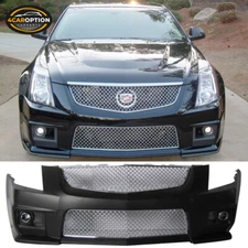 Fits 08-13 Cadillac CTS V Style Front Bumper Conversion Grille Foglight PP