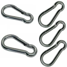 1/4" x 60mm, 180 Lbs WLL Carabiner Spring Snap Hook Marine Stainless Steel 5 PCS