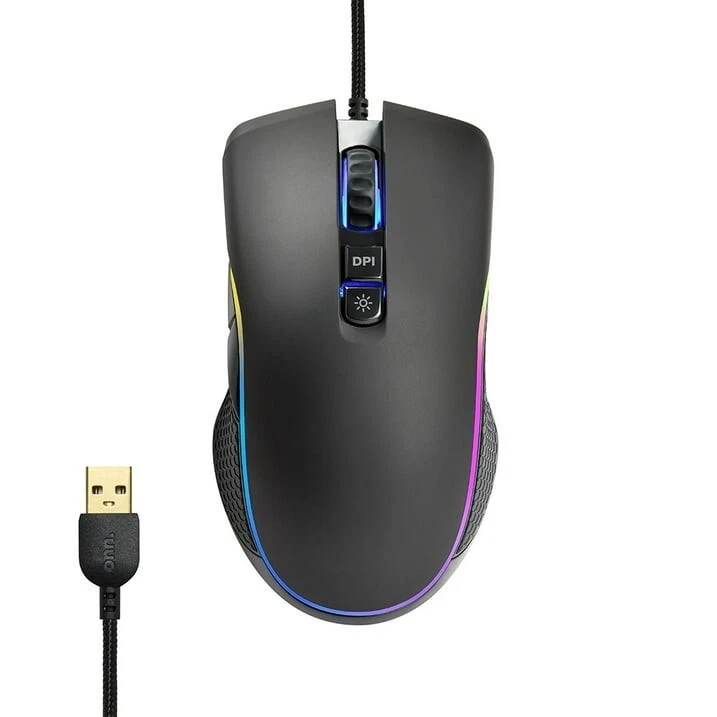 Onn. Gaming Mouse Wired - USB 6 ft Cable LED Lighting Effects (100004359) - NEW™ - Image 3 of 4