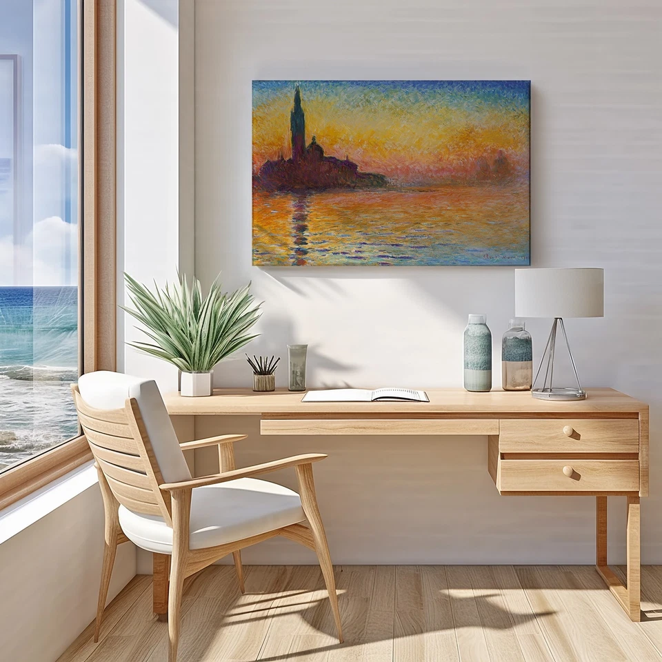San Giorgio Maggiore al atardecer, Claude Monet, 1908, pintura famosa, impresión en lienzo  Foto 3 de 4