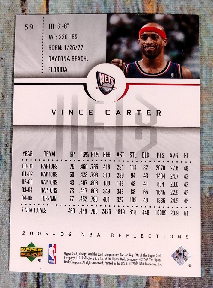 Vince Carter New Jersey Nets 2005 Upper Deck NBA Reflections #59 - Image 3 of 4