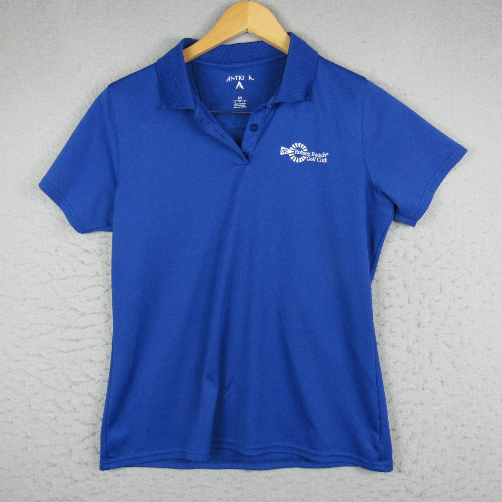 Antigua Womens Medium Blue Polo Shirt Lightweight Short Sleeve Golf Casual-image