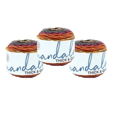 (3 Pack) Lion Brand Yarn 528-211AH Mandala Thick & Quick Bulky Yarn,Pocket Watch