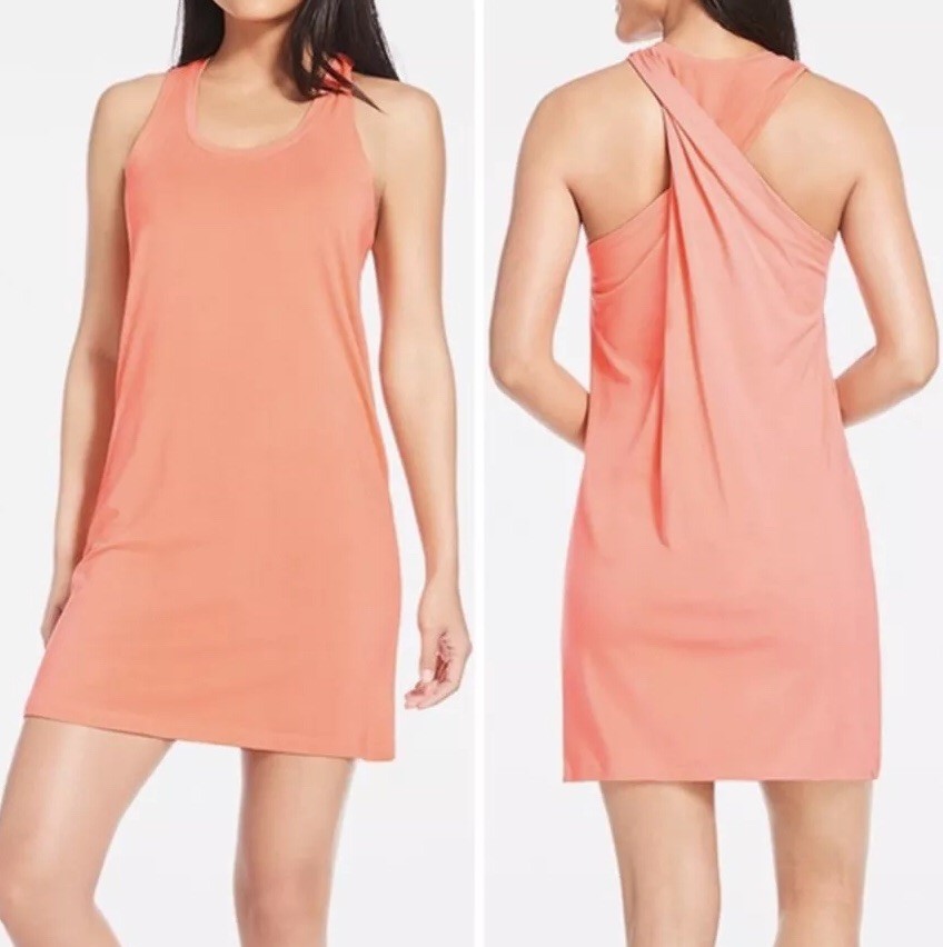 fabletics orange dress FABLETICS Orange Maxi Dress Sleeveless Women's Size XL NWT