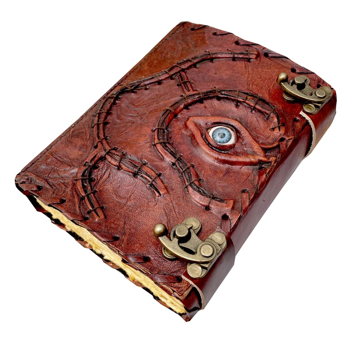 Camel Leather Gemstone Journal | Blocked Leaf Mandala | 7 Camel Leather Gemstone Journal | Blocked Leaf Mandala | 7