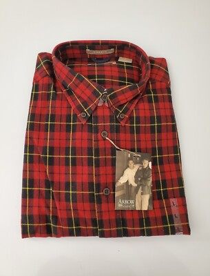 Khakis by Arrow Mens Button Down Size L 100% Cotton Shirt Red Plaid flannel? New
