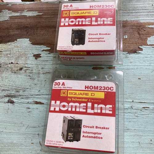 Pair Square D HOM230C Homeline  30 Amp Double-Pole Circuit Breakers - Picture 1 of 7