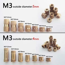 25/100X M3 Brass Copper Metric Threaded Round Knurl Insert Embedded Nut OD 4/5mm