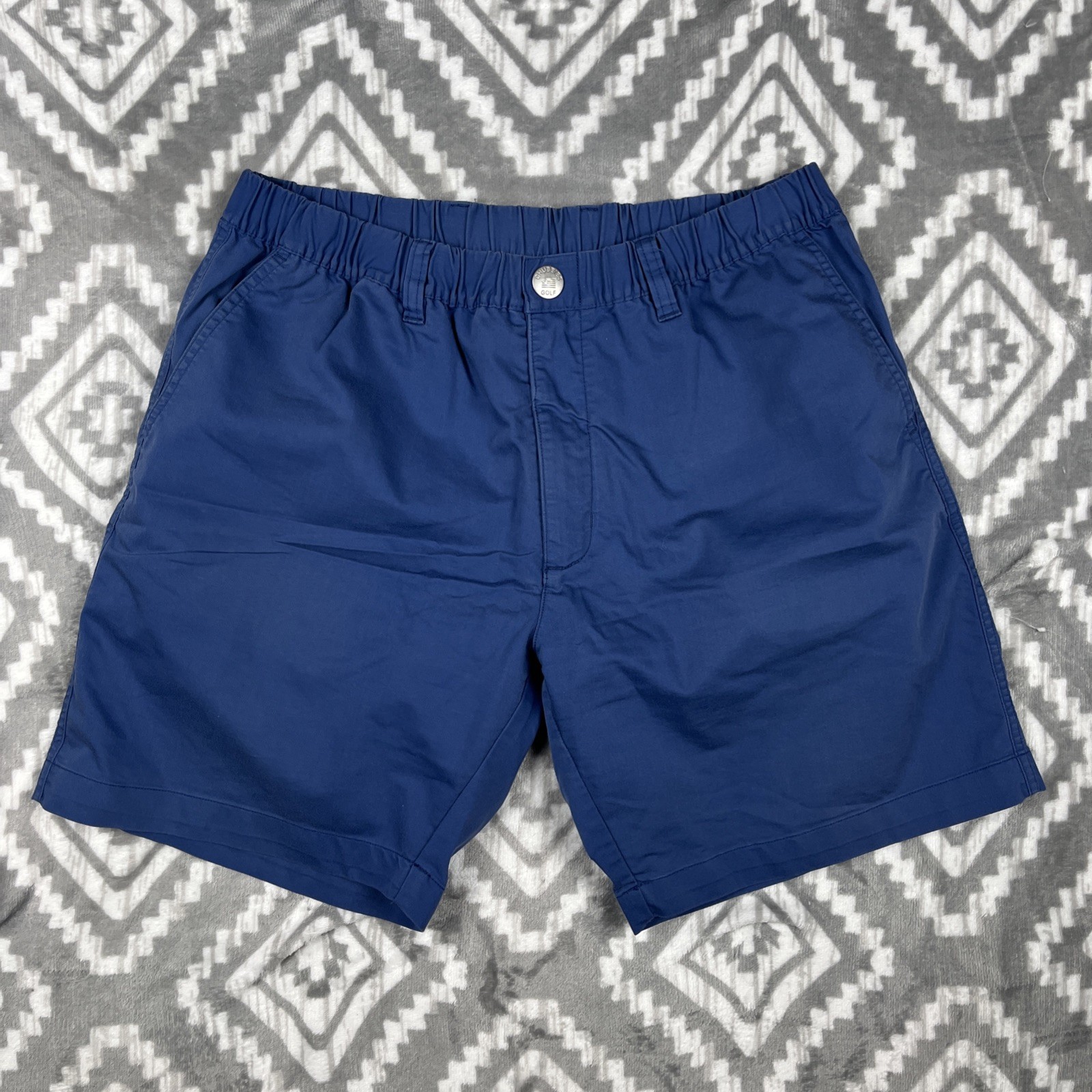 Chubbies Shorts Mens Large 7" Inseam Navy Blue Elastic Waist Cotton Chino