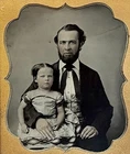 1/6th Plate Ruby Ambrotype - Father and Daughter - Full Thermoplastic Union Case