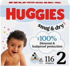 Huggies Snug and Dry Disposable Baby Diapers - Size 2 - 116 Count