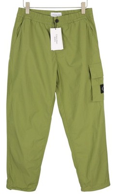 Calvin Klein Utility Cotton Pop Herren Hose S GRÜN Gummibund Zip Cargo