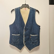 Vtg 70s Levi's Orange Tab Sherpa Lined Denim Vest Size Medium USA