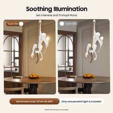 Monkey Shape Pendant Light Creative Resin Hanging Lamp Wall Mount Lighting White