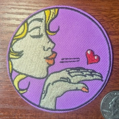 Blowing Kiss Patch Playful Cute Fun Love Pop Art Embroidered Iron On Pop Art 3''