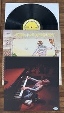ELTON JOHN SIGNED ALBUM PHOTO CARD & GOODBYE YELLOW BRICK ROAD VINYL PSA DNA COA