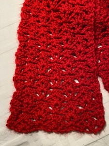 Hand Crocheted Red Scarf Or Table Runner 6 X 72