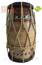 Indian Musical Instrument Inlay Dholak 2 Side Golden Rope Designer Dholak With B