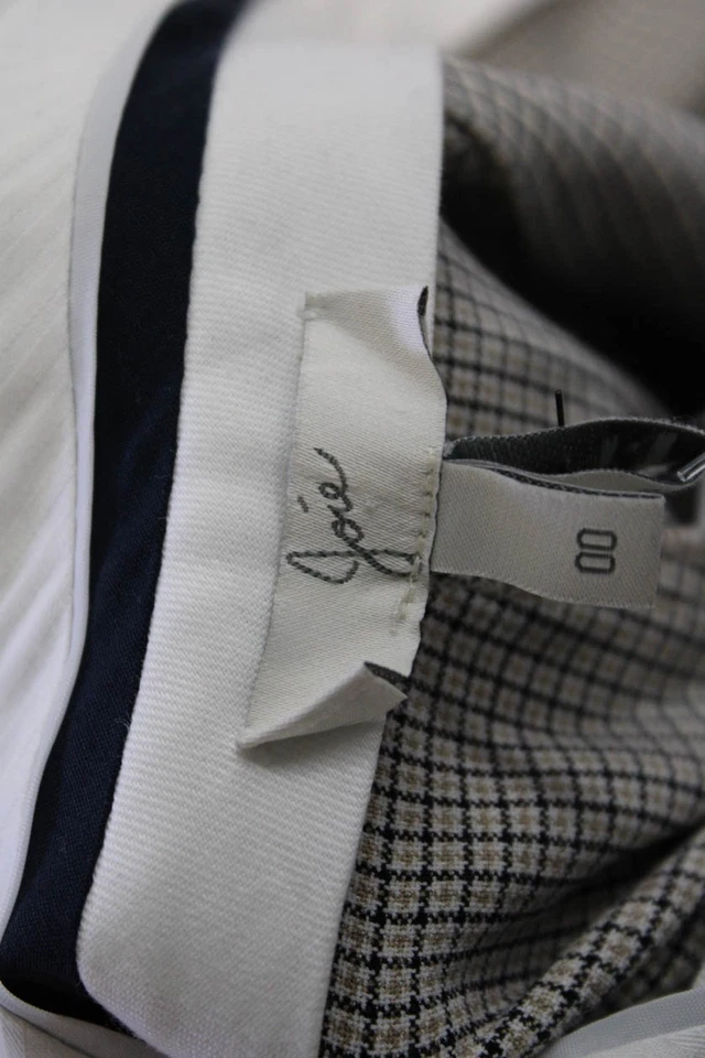 Pantalón Joie Mujer Frente Plano Cuadros Cintura Alta Pierna Ancha Beige Talla 00 Foto 4 de 4