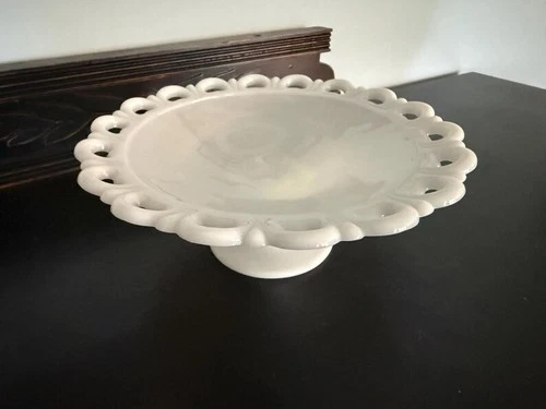Vintage Anchor Hocking Lace Edge (aka Old Colony) Milk Glass Compote
