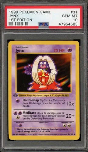 Pokemon Jynx Base Set Shadowless 1st Edition #31 PSA 10 Gem Mint