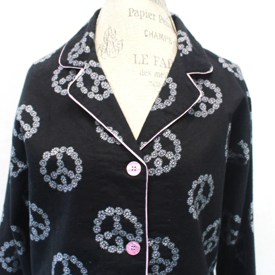 Novo P.J. Flanela Salvage P.J. Pijama Black Peace bolsos superiores algodão grande - Imagem 3 de 4