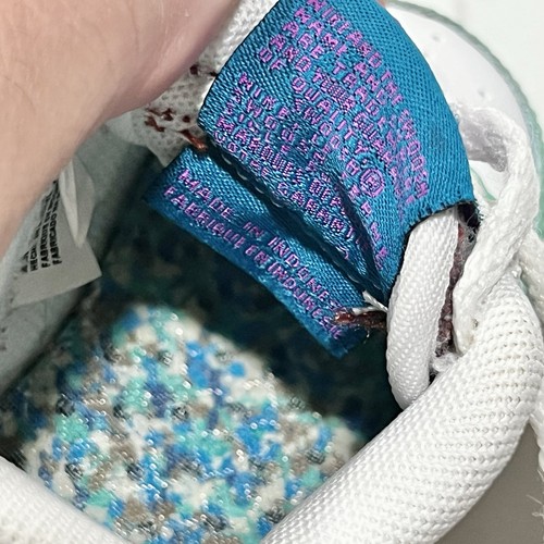 Scarpe Nike Air Force 1 LV8 bambino 'White/Green Abyss' FJ4809 100 - taglia 4C usate in ottime condizioni! - Foto 6 di 7
