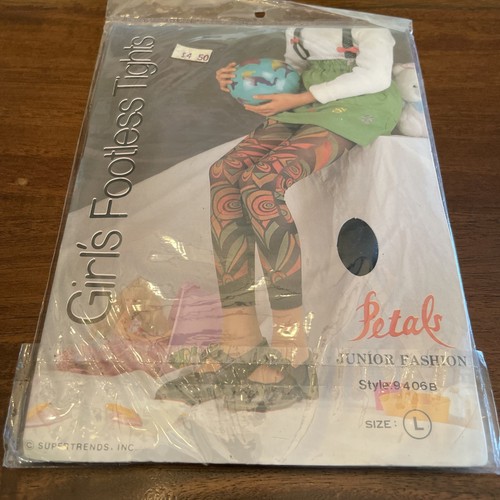 Vintage Petals Junior Fashion Girls Footless Tights Supertrends Size Large Multi - Picture 2 of 4