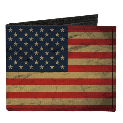 Canvas Bi-Fold Wallet American Flag Weathered (US IMPORT)