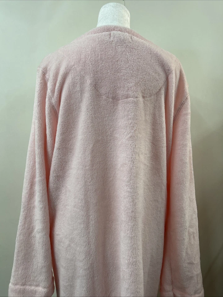 LAURA SCOTT Nightgown Pink Fleece Soft Sleepwear Robe XL Dual Pockets Full Zip - Image 4 of 4
