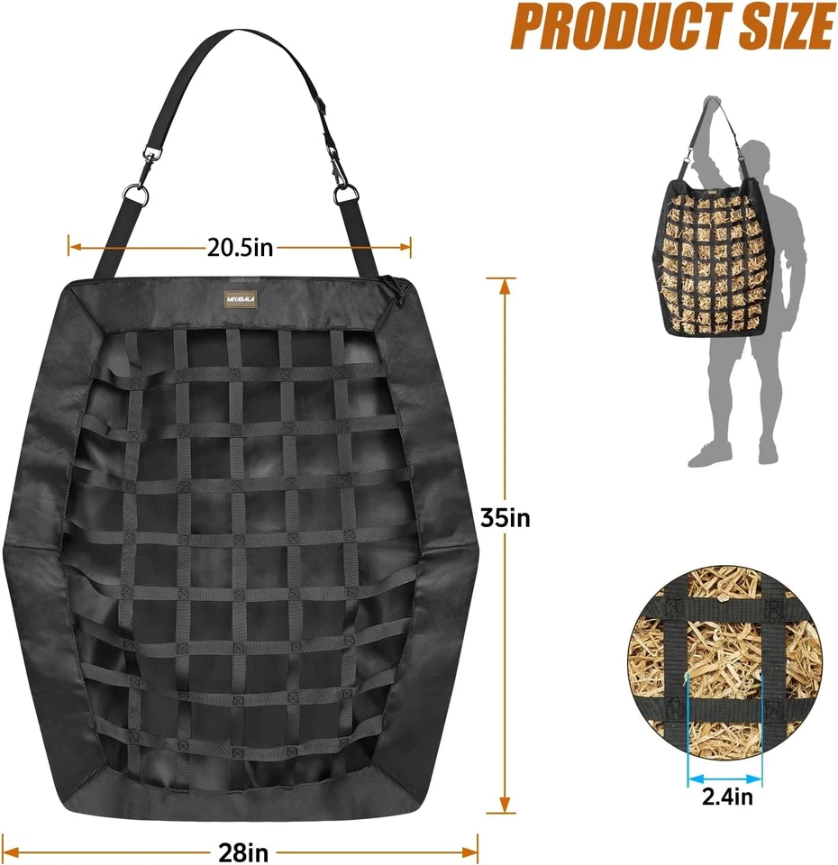 Bolsa de heno para caballos, bolsa de heno de alimentación lenta para alimentación de gound, Oxford de alta resistencia   Foto 2 de 4