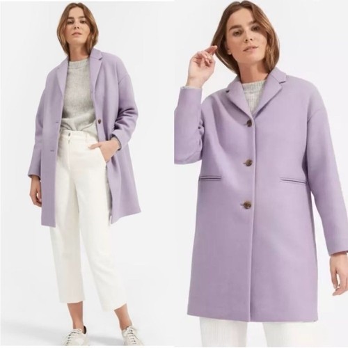 Everlane Wool Cocoon Coat Lavender Oversized Sz 8 Coat Trench Jacket Minimalist