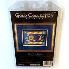 Vtg Dimensions Count The Stars Gold Collection Celestial Cross Stitch Kit Sealed