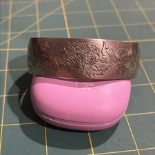 Vintage Kirk Stieff Pewter Cosmos 900-10 Etched Chrysanthemum Cuff Bracelet