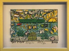 James Rizzi: Original 3D "GO FISH", 2002, Hand Signed, Framed, Out of Print