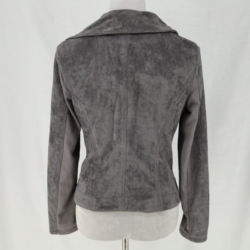 Blank NYC Jacket Womens Small Gray Moto Microsuede Lined Asymmetric Zip Unlined - Picture 5 of 22