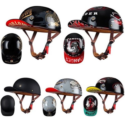 Retro Motorcycle Half Helmet Open Face Moped Jet Helmet Aldult Baseball Cap DOT