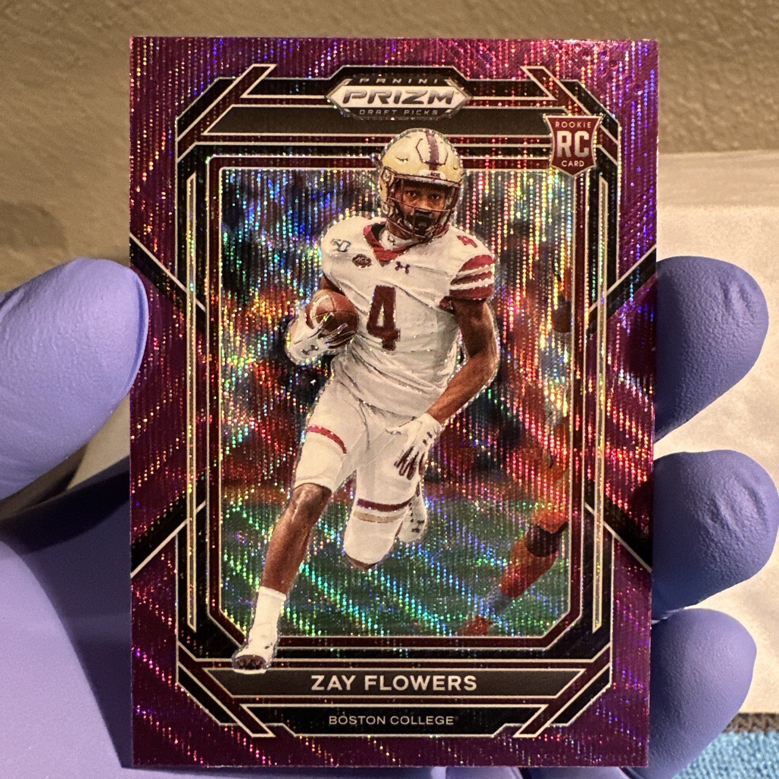 2023 Panini Prizm Draft Picks #143 Zay Flowers  Purple Wave Rookie   Ravens RC