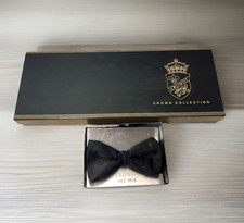 Lord West Silk Satin Wedding Black Formal Tuxedo Cummerbund and Bow Tie Set