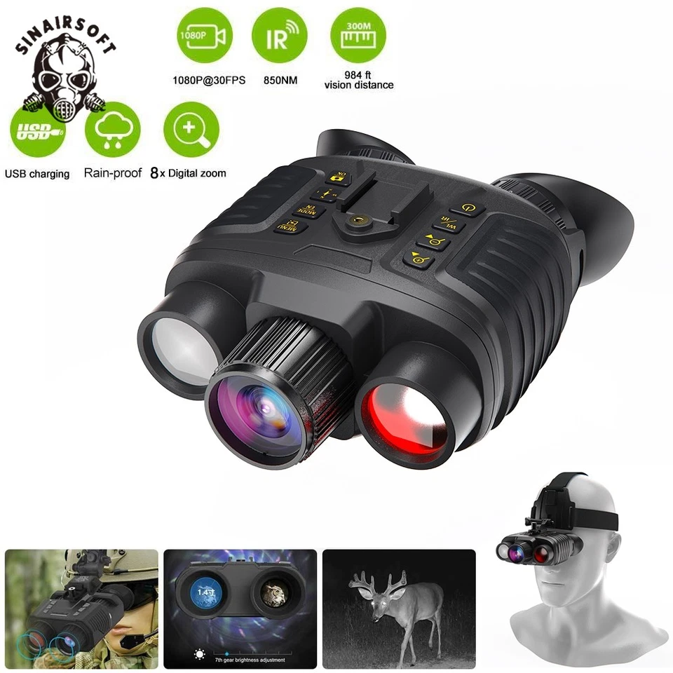 Digitales Infrarot Nachtsicht Fernglas 4K 3D Kopfbrille 8x Zoom 300M