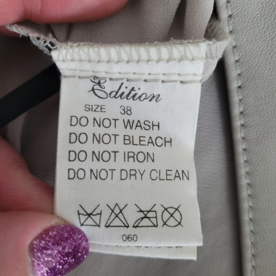 Top túnica edición sin mangas imitación cuero para mujer talla 8 gris bolsillos moto Foto 3 de 4