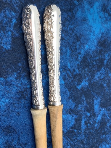 S. Kirk & Son Sterling Silver Salad Set (2 Pcs.) 11” Fork and Spoon Repousse - Picture 23 of 24