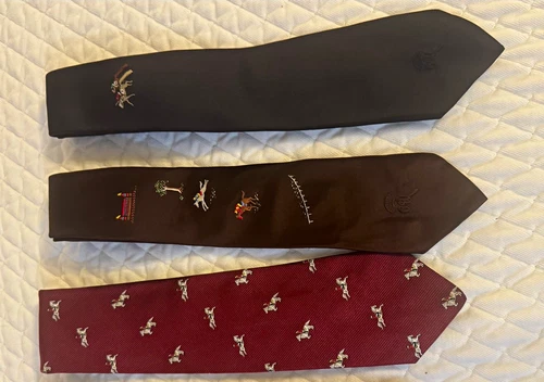 Assorted Brands Men's Lot of 3 Silk Horse Novelty Ties Burgundy Brown Black - product listing photo