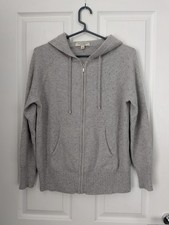 M&S 100% Cashmere Speckled Grey Zipped Hoodie Size Medium 