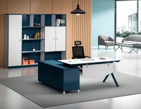 Arbeitszimmer Blau-WeißEr Schreibtisch Designer Holz Tisch Edle MöBel
