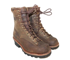 CHIPPEWA Logger Boots Mens Sz 8.5 M Paladin 8" Soft Toe Waterproof 73100 Brown